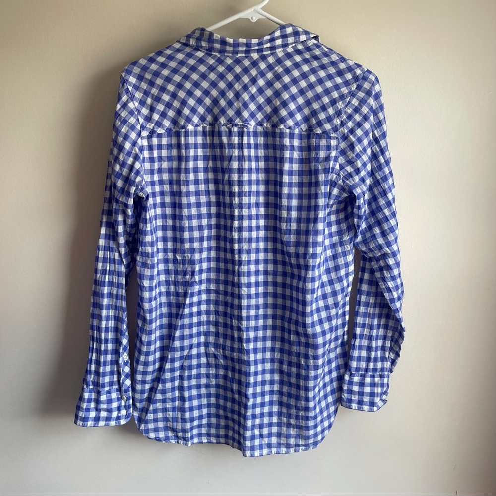 J Crew Blue White Plaid Button Boy Shirt - Picture 5 of 5